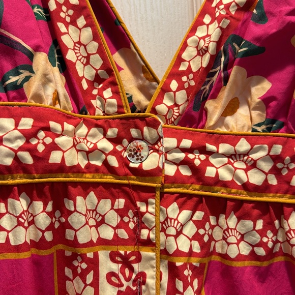 Farm Rio floral button down midi dress with bows on shoulders - Picture 4 of 8